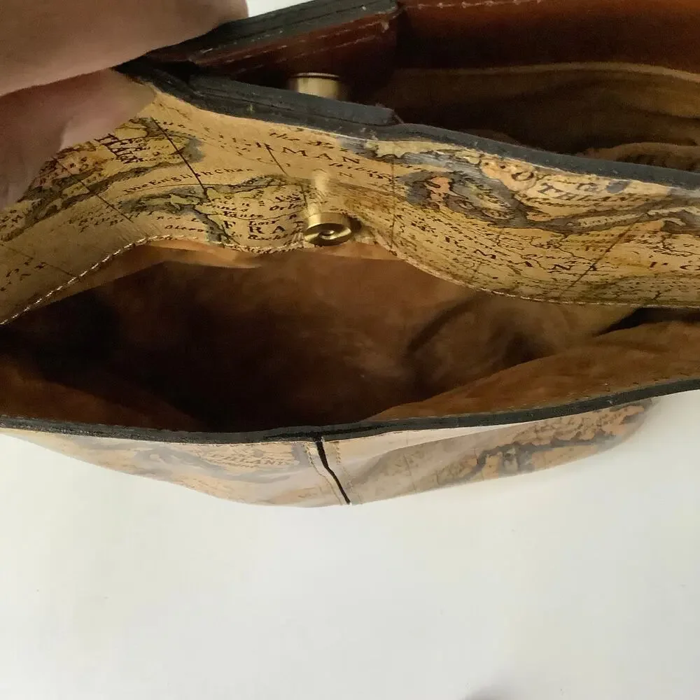 Patricia Nash Leather Adjustable Crossbody Bag European Map